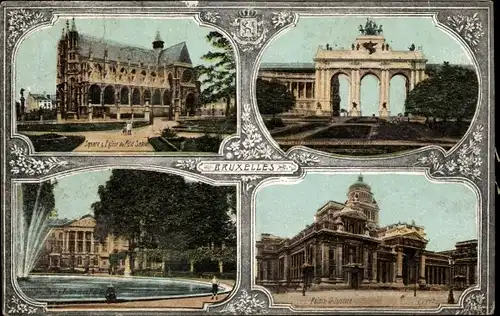 Ak Bruxelles Brüssel, Palais de Justice, Arcade Monument., Parc et Palais de la Nation, Petit Sablon