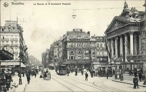Ak Bruxelles Brüssel, La Bourse et le boulevard Anspach