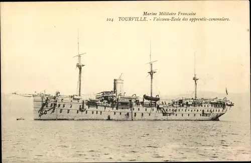 Ak Französisches Kriegsschiff Tourville, Vaisseau-Ecole des apprentis-canonniers