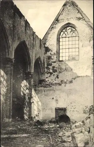 Ak Vlissingen Zeeland Niederlande, Groote brand 5. Sept. 1911, Interieur der kerk met gevallen klokk