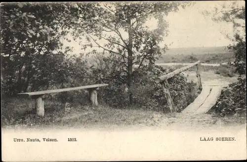 Ak Laag Soeren Gelderland Niederlande, Holzsteg, Bank, Landschaft