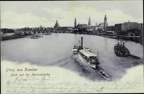 Ak Dresden Altstadt, Blick von der Marienbrücke