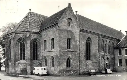 Ak Appingedam Groningen Niederlande, Nicolai-Kerk, Außenansicht