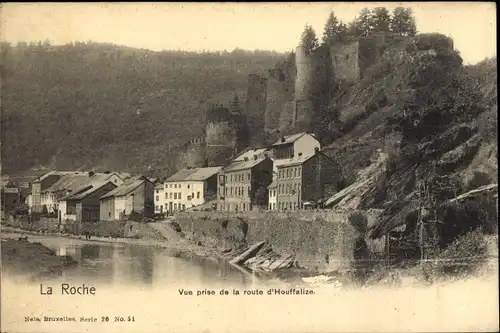 Ak Laroche La Roche en Ardennes Wallonien Luxemburg, Vue prise de la route d'Houffalize
