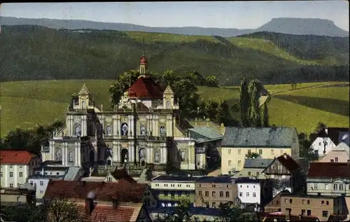 Ak Wambierzyce Albendorf Schlesien,Blick auf die Gnadenkirche u. nach Heuscheuer