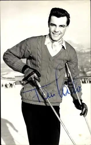 Ak Skirennläufer und Schauspieler Toni Sailer, Autogramm