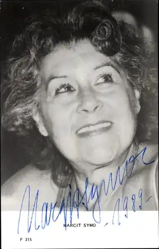 Ak Schauspielerin Margit Symo, Portrait, Autogramm
