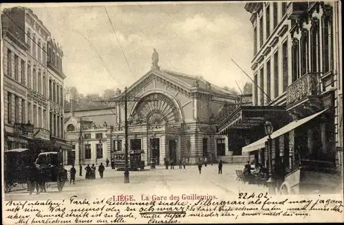 Ak Liège Lüttich Wallonien, la Gare Guillemins, Straßenbahn