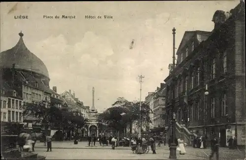 Ak Liège Lüttich Wallonien, Hotel de Ville, Place du Marché