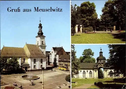 Ak Meuselwitz Altenburger Land, Markt, Leninpark, Orangerie, Brunnen
