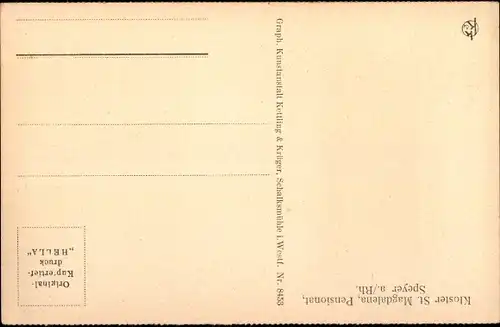 Ak Speyer am Rhein, Kloster St. Magdalena, Pensionat, Stiegenhaus im Pensionat