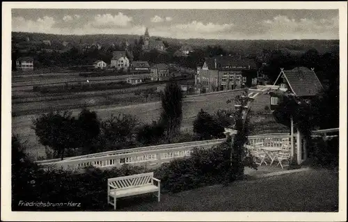 Ak Friedrichsbrunn Thale im Harz, Panorama, Kirche