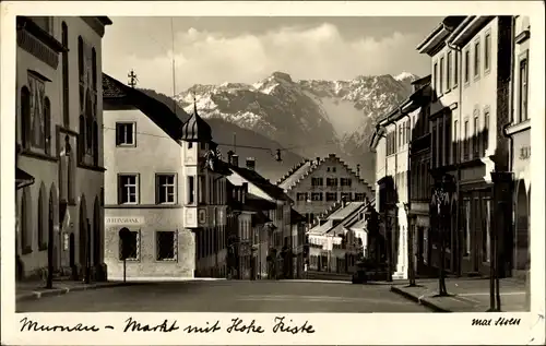 Ak Murnau am Staffelsee, Markt mit Hohe Kiste