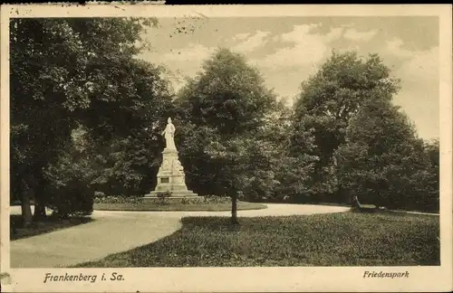 Ak Frankenberg an der Zschopau Sachsen, Friedenspark, Statue