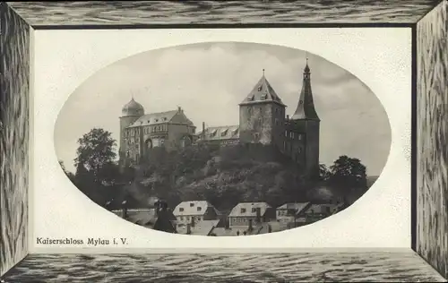 Präge Passepartout Ak Mylau Reichenbach im Vogtland, Blick auf das Kaiserschloss