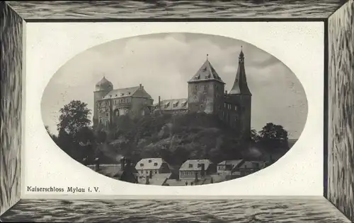 Präge Passepartout Ak Mylau Reichenbach im Vogtland, Blick auf das Kaiserschloss