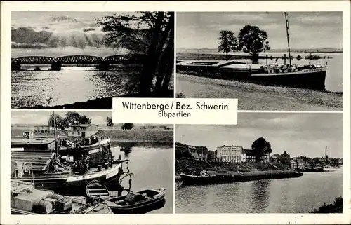 Ak Wittenberge an der Elbe Prignitz, Elbpartien, Brücke, Boote