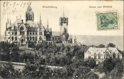 Ak Königswinter am Rhein, Drachenfels, Drachenburg