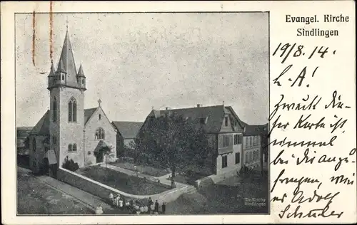 Ak Sindlingen Frankfurt am Main, Evangelische Kirche, Außenansicht