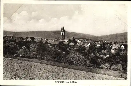 Ak Rauenthal Eltville am Rhein Hessen, Panorama, Kirchturm