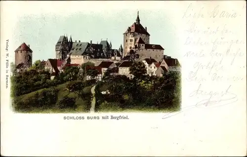 Ak Burg an der Wupper Solingen, Schloss Burg mit Bergfried