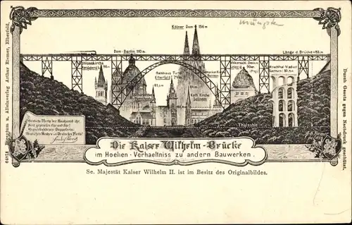 Künstler Ak Riemer, Arthur, Solingen in Nordrhein Westfalen, Kaiser Wilhelm Brücke, Wappen