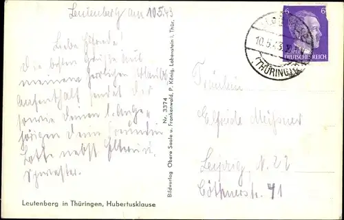 Ak Leutenberg in Thüringen, Hubertusklause, Außenansicht