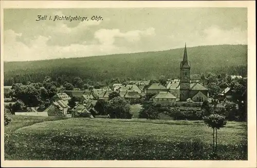 Ak Zell im Fichtelgebirge, Panorama, Kirchturm, Gasthof Rotes Roß