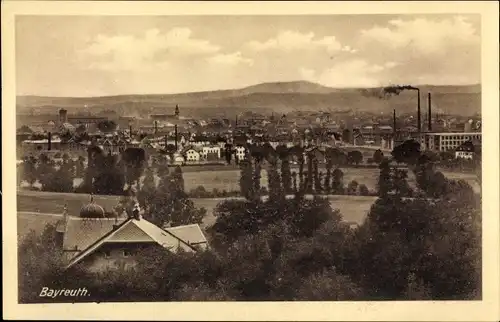 Ak Bayreuth in Oberfranken, Panorama, Industrieschornsteine