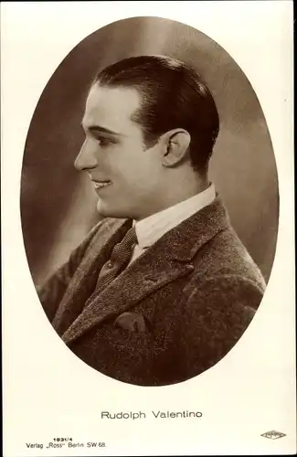 Ak Schauspieler Rudolph Valentino, Portrait