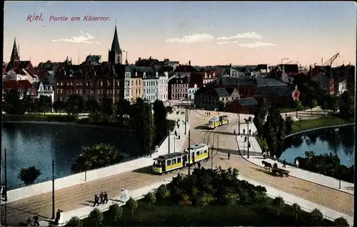 Ak Kiel in Schleswig Holstein, Partie am Kütertor, Straßenbahn
