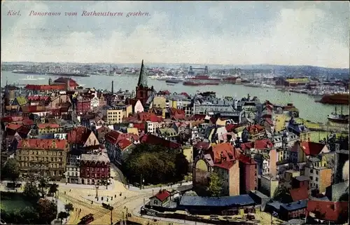 Ak Kiel Schleswig Holstein, Panorama vom Rathausturm gesehen