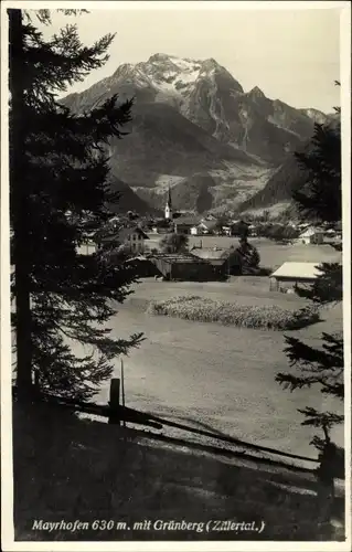 Ak Mayrhofen im Zillertal Tirol, Ort mit Grünberg