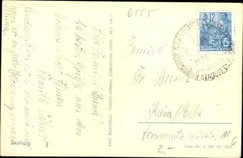 Ak Saalburg in Thüringen, Teilansicht mit See, Boote