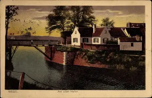 Ak Wesel am Niederrhein, Am alten Hafen