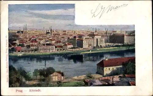 Ak Prag, Brücke, Stadtpanorama