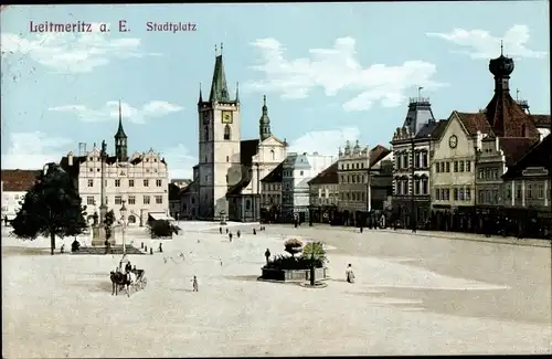 Ak Litoměřice Leitmeritz Region Aussig, Stadtplatz