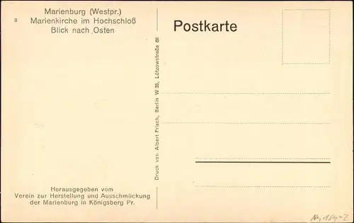 Ak Malbork Marienburg Westpreußen, Marienkirche im Hochschloss, Blick nach Osten