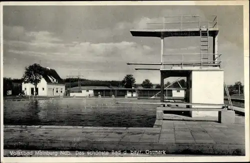 Ak Mainburg im Hallertau Niederbayern, Volksbad