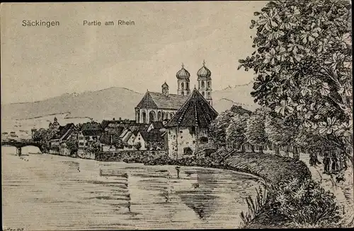 Ak Bad Säckingen am Hochrhein, Rheinpartie
