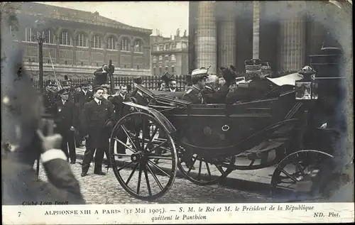Ak Paris, König Alfons XIII von Spanien, französischer Präsident Émile Loubet