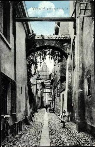 Ak Stralsund in Mecklenburg Vorpommern, Bechermacherstraße