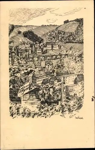 Künstler Ak Calw im Nordschwarzwald, Untere Stadt, Schloss