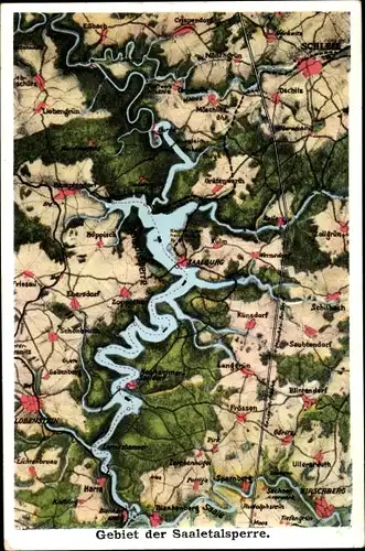 Landkarten Ak Saalburg Ebersdorf Thüringen, Saaletalsperre, Liebengrün, Frössen