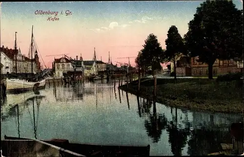 Ak Oldenburg in Niedersachsen, Partie am Fluss mir Segelbooten