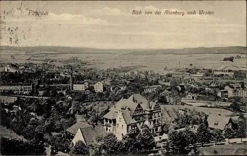 Ak Pößneck in Thüringen, Blick von der Altenburg nach Westen