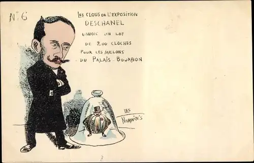 Künstler Ak Norwins, Les Clous de l'Exposition, Melons du Palais Bourbon, Paul Deschanel, Karikatur