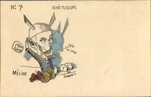 Künstler Ak Norwins, Binetoscope No. 7, Félix Jules Méline, Karikatur