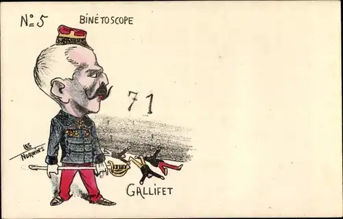 Künstler Ak Norwins, Gaston de Galliffet, Binetoscope No. 5, Karikatur