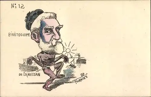 Künstler Ak Norwins, Binetoscope No. 12, Jean Marie Antoine de Lanessan, Karikatur